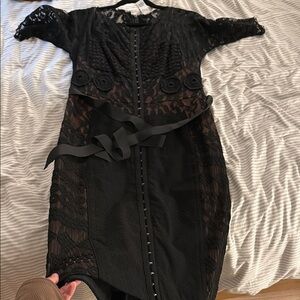 Anthropologie Black Peplum Sheath Dress Cocktail
